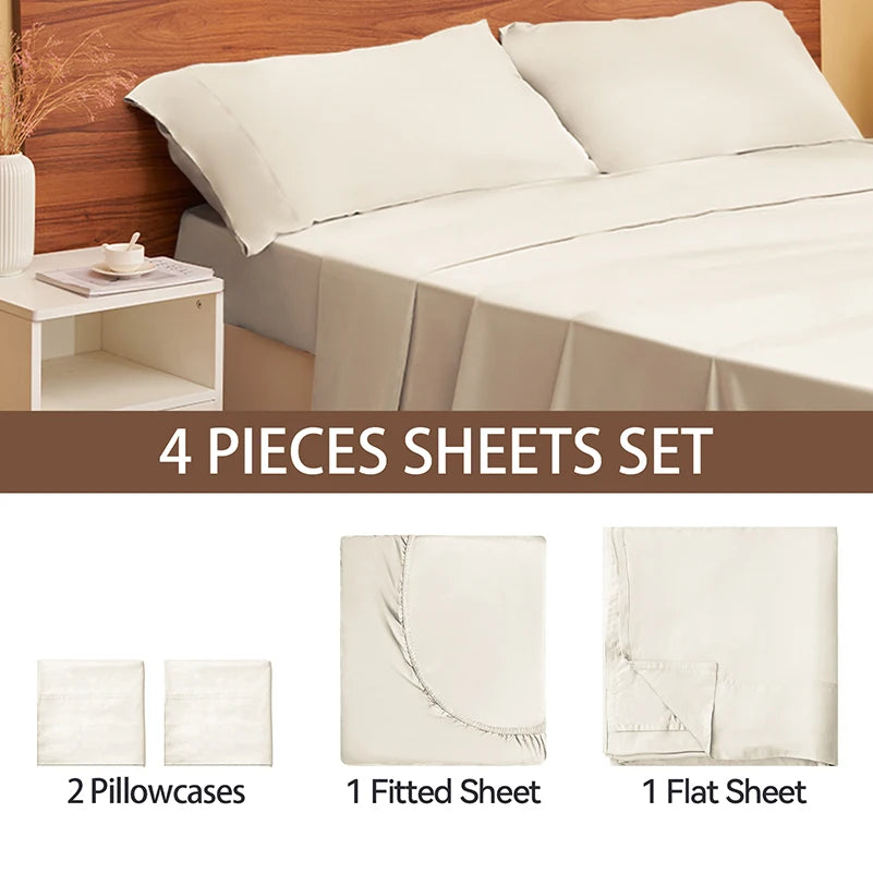 Bamboo Sheets 100% Bamboo Viscose Derived from Bamboo 3/4-Piece Bed Sheet Set Silky Soft Cooling Deep Pocket Up to 16"