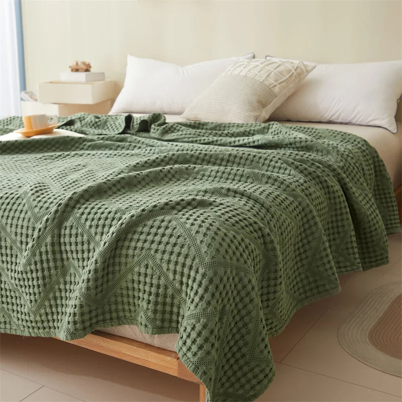 Cotton Throw Blanket,Solid Hollow Comfortable Towel Blankets,Breathable Soft Summer Quilt,Bed Cover For Kid Adult Drop Shipping