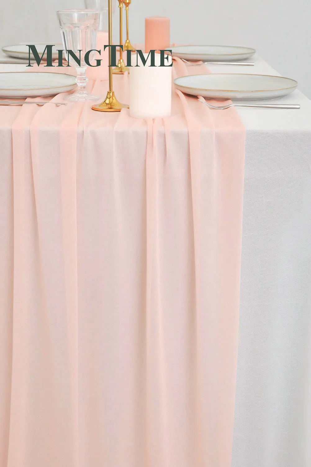 Table Runner Sheer Chiffon-like Boho Wedding Party Bridal Birthday Christmas Decorations Peach Khaki White Gold Green Color etc.