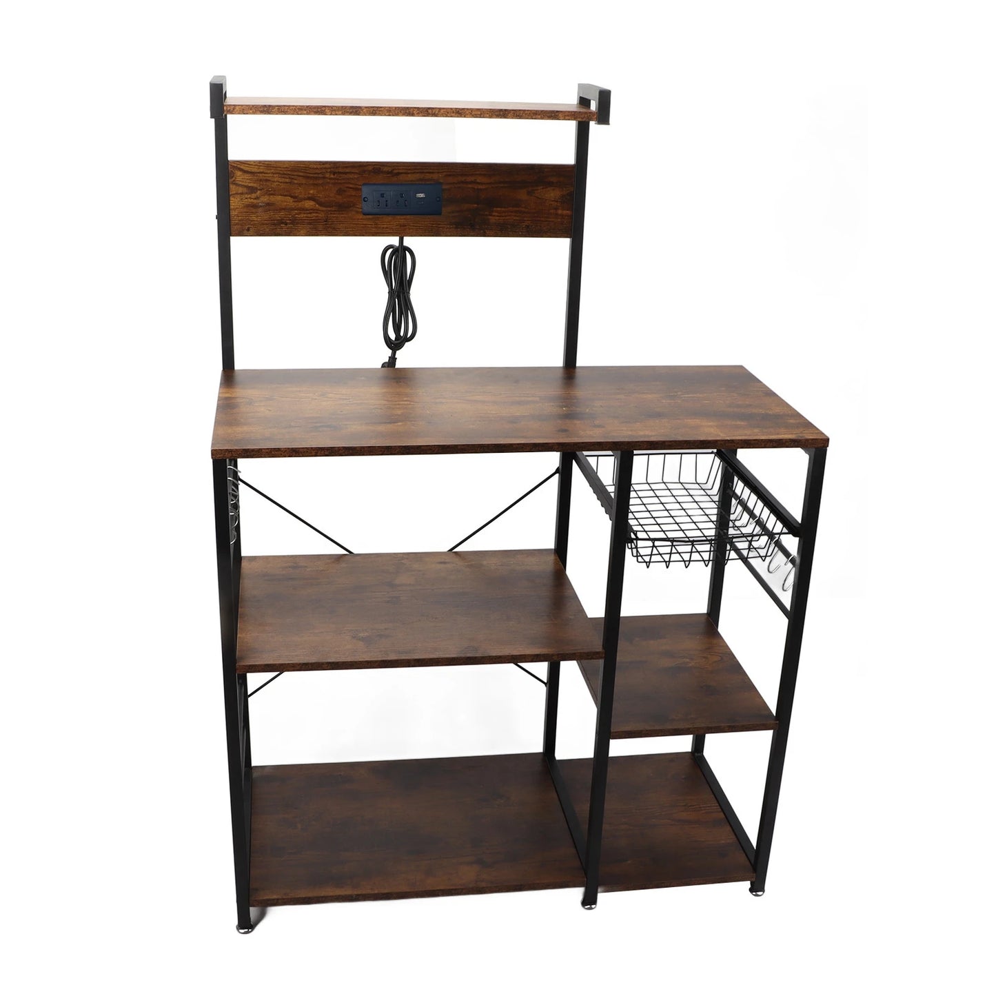 Steel Wood Microwave Oven Stand Bakers Rack Multi Tier