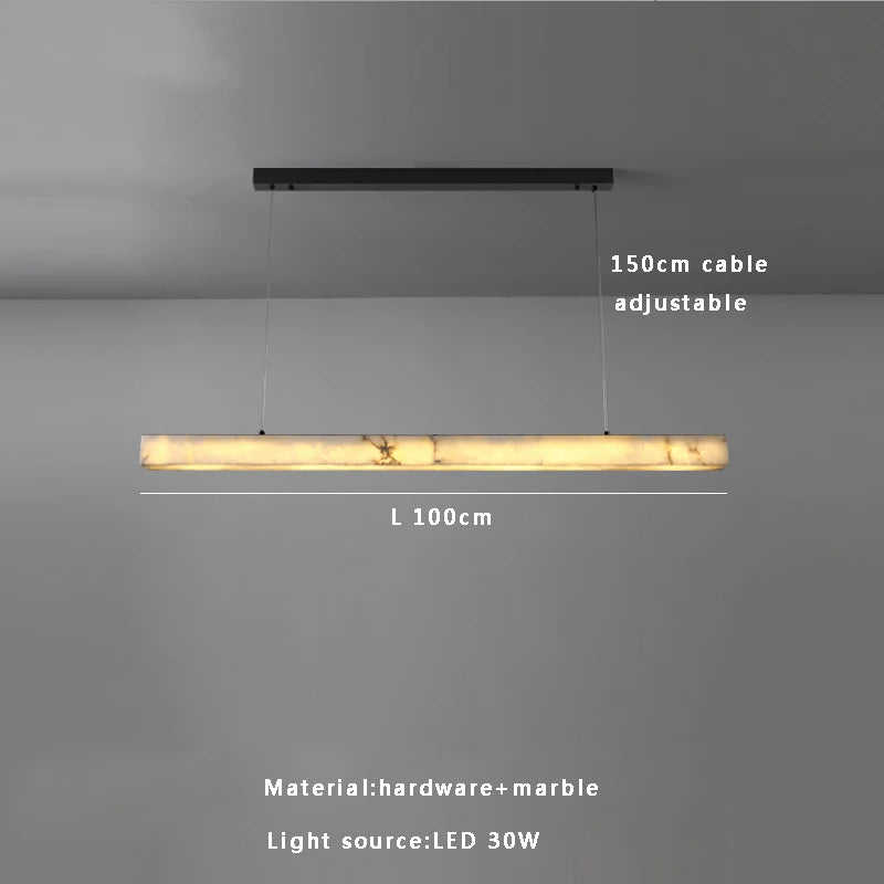 Natural Marble Ceiling Chandelier Luxury Long Stone Hanging Lamp Modern Art Decor Dining Room Kitchen Island Pendant Lamp