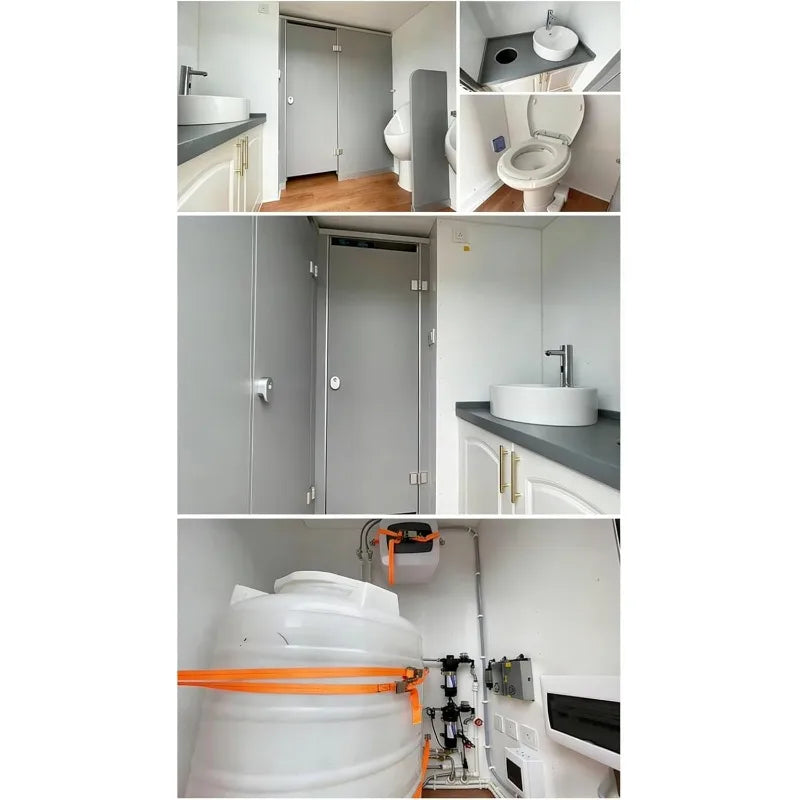 Portable Bathroom Trailer for Sale Mobile Luxury Restroom Trailer with Shower Vanity Sink for Glamping Outdoor Wedding