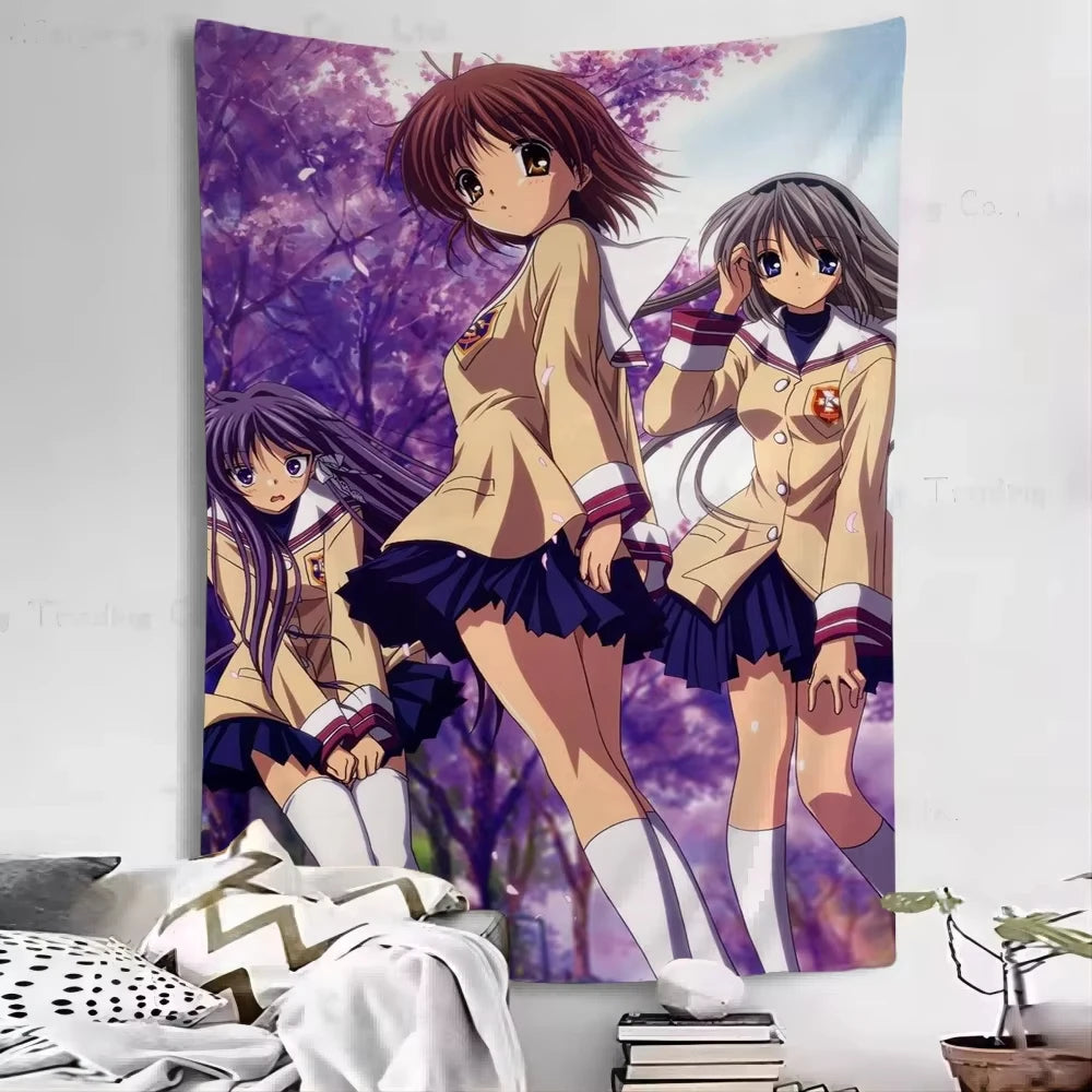 Clannad After Story Wall Tapestry For Living Room Home Dorm Decor Wall Art Decor Backdrop Cloth Sofa Blanket Decoration Tapestry