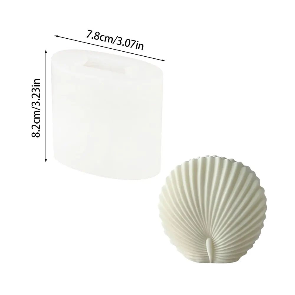 1-2Pcs/set 3D Sea Shell Candle Silicone Mold Relief Stripe Clam Shell Mould for Gypsum DIY Ellipse Ceramics Gifts Home Art Decor