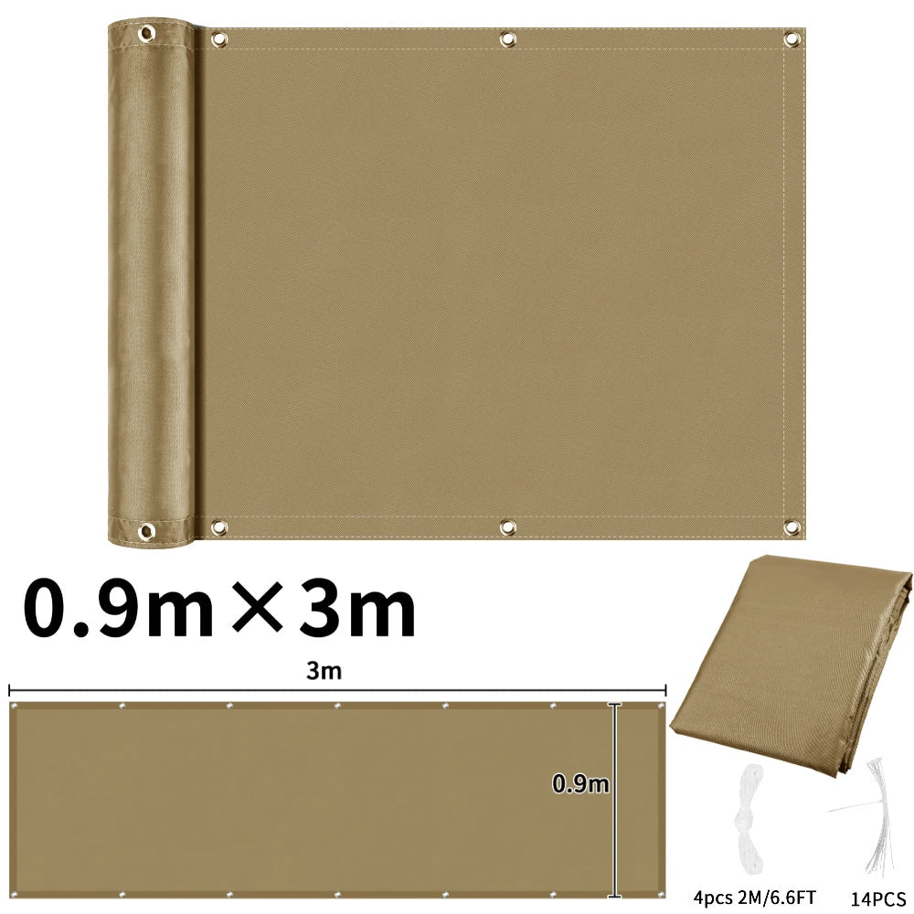 Balcony Privacy Screen Patio Fence Screen for Balcony Cover Waterproof Garden Sunshade Cloth with Grommets UV Protection Shelter