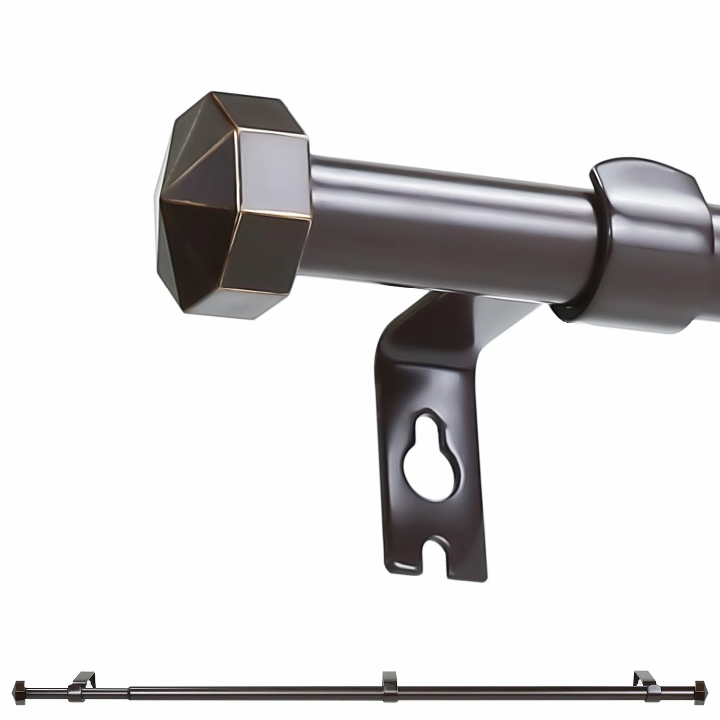 Two Pack Five Eighth Telescopic Curtain Rod Set Finials