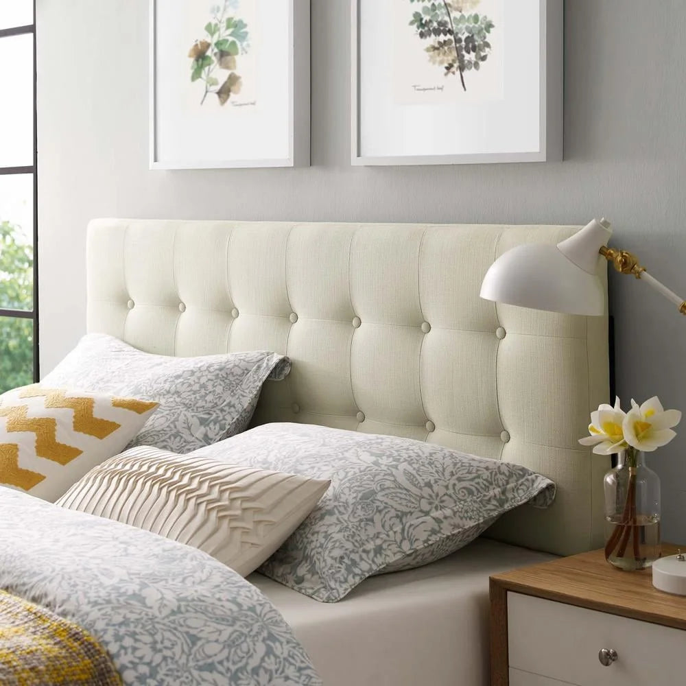 Tufted Upholstered Headboard Linen Fabric Modern Design