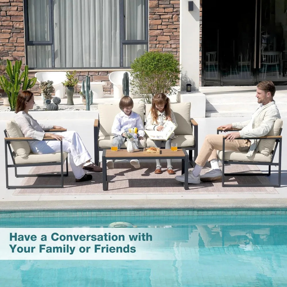 Huanzhuang Outdoor Patio Furniture Set 4 Piece Metal