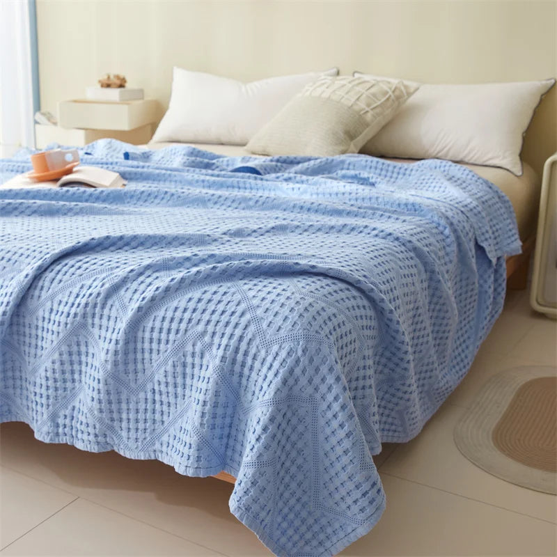 Cotton Throw Blanket,Solid Hollow Comfortable Towel Blankets,Breathable Soft Summer Quilt,Bed Cover For Kid Adult Drop Shipping
