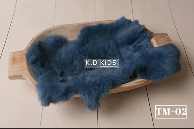 Newborn Photography Props Natural Rabbit Fur Rug Baby Photo Blankets Studio Infant Posing Basket Filled Background Accessories