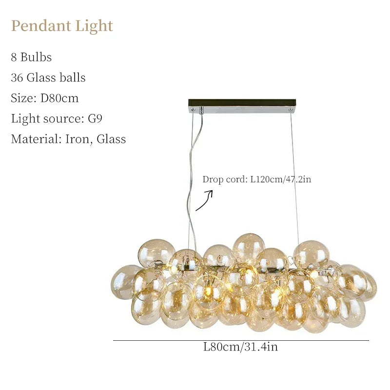Modern Simplicity Grape Balloon-shaped LED Pendant Light Art Creative Indoor Lamps for Living Room Home Decoration Chandelier