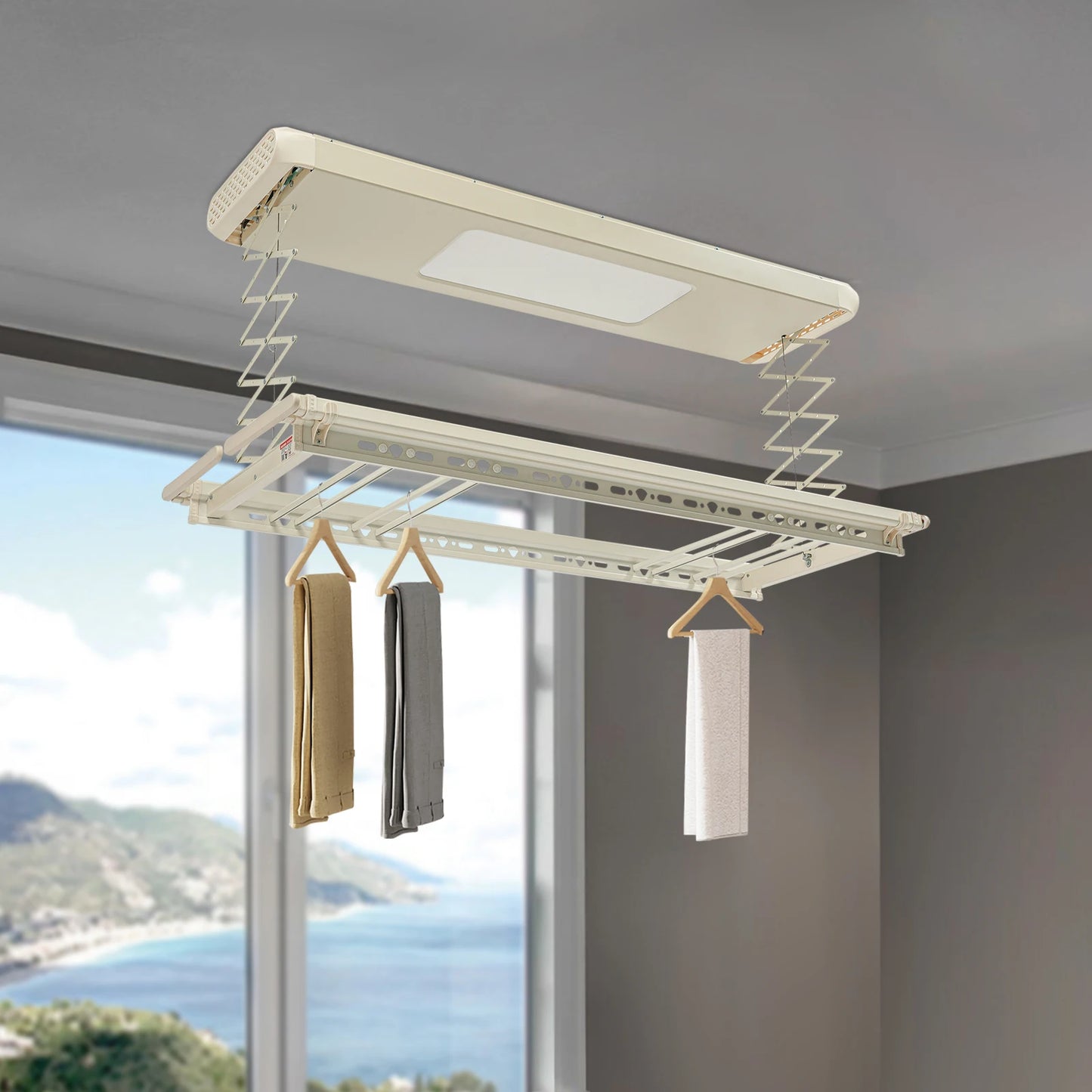 Bymaocar Retractable Electric Clothes Drying Rack With LED Light