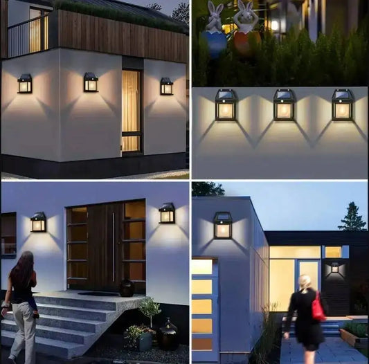 1-4Pcs Solar-Powered Waterproof Outdoor Wall Light with 3 Modes Motion Sensor Tungsten Filament Garden Yard Decoration LED Lamp