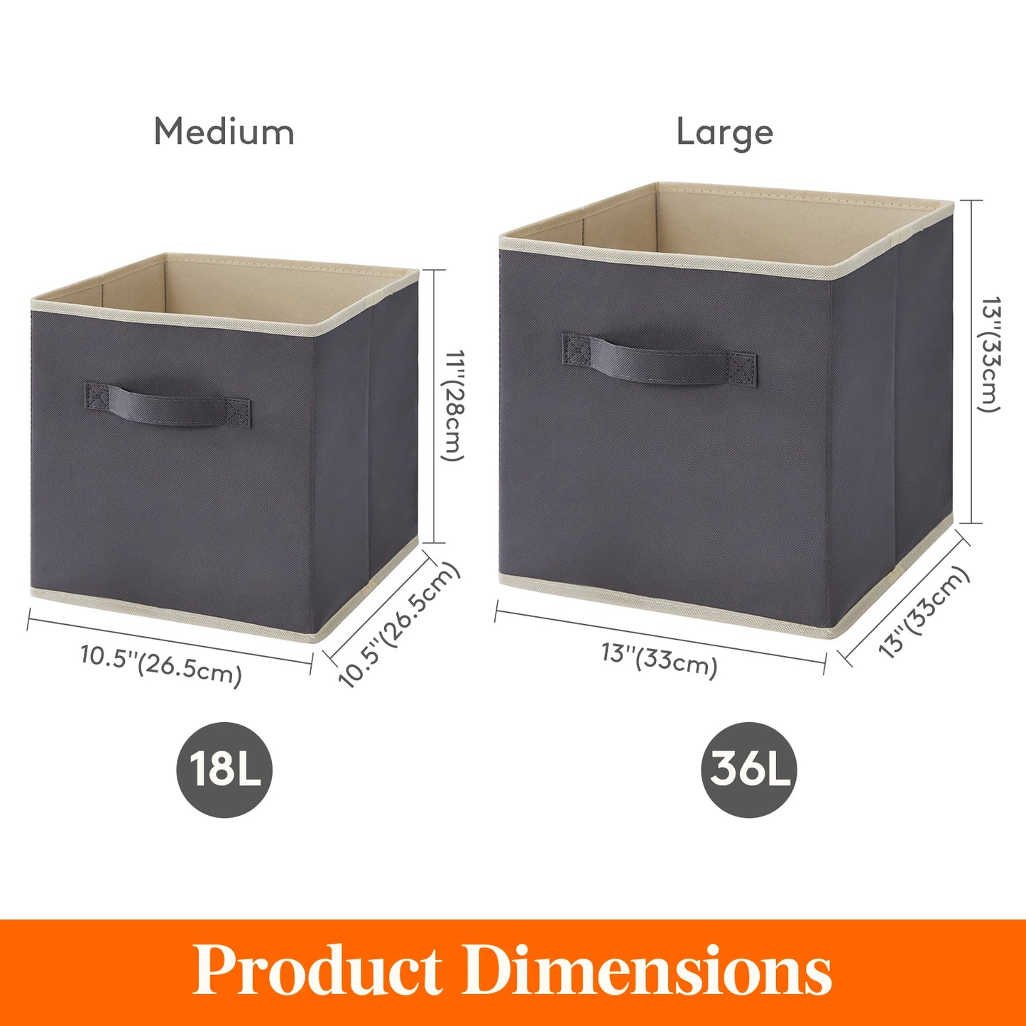 8-Pack 11/13 Inch Cube Storage Bins, Foldable Fabric Storage Baskets with Handles for Shelves, Closet, Home Organization
