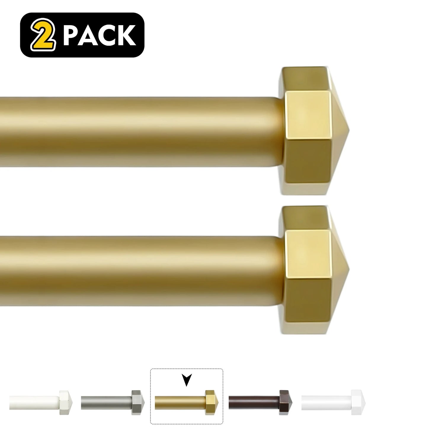 Two Pack Five Eighth Telescopic Curtain Rod Set Finials