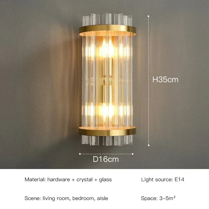 Modern LED Luxury Crystal Wall Lamps For Living Room Hall Foyer Hotel Indoor Home Art Decor Wall Sconces Gold Bedside Lights Wal