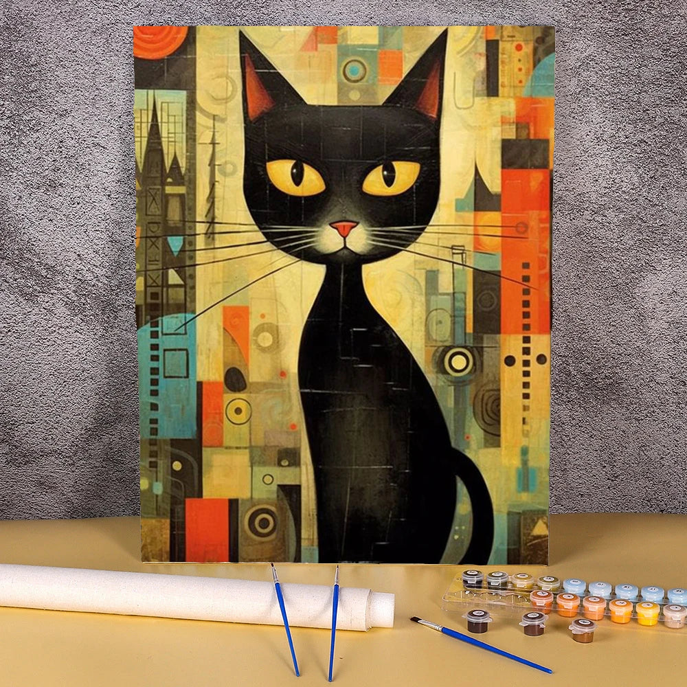 Cartoon Cat Oil Pictures By Numbers Abstract Paintings On Canvas Animal Acrylic Paint By Number For Home Wall Art Decor