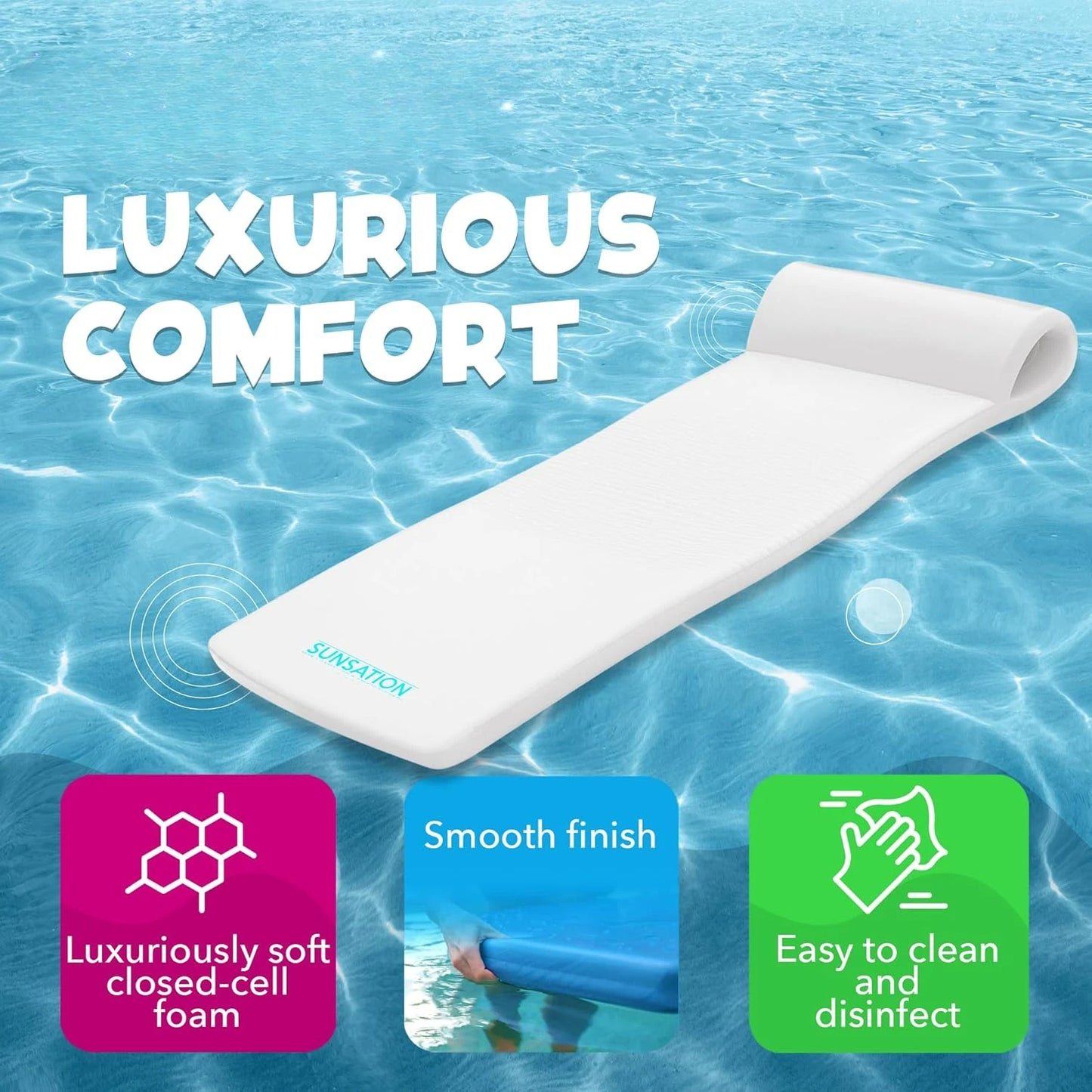 Sunsation Vinyl Coated Foam Pool Float Mat Adult Lounger