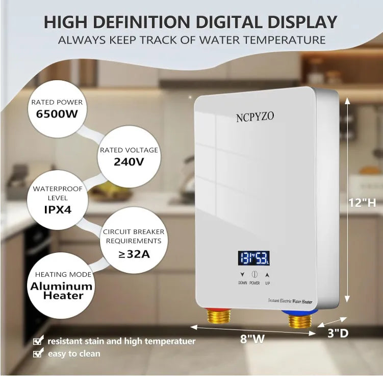 Tankless Water Heater Electric Whole House ECO Instant Hot On Demand 220/240v