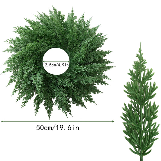 Large Real Touch Christmas Cedar Wreath Artificial Cedar Wreaths Fake Pine Needles Wreath for Door Wall Windows Home Xmas Decor