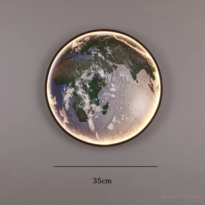 Nordic Designer Earth Mural LED Wall Lamps Living Room Bedroom Study Corridor Light Modern Courtyard Planet Art Decor Lighting