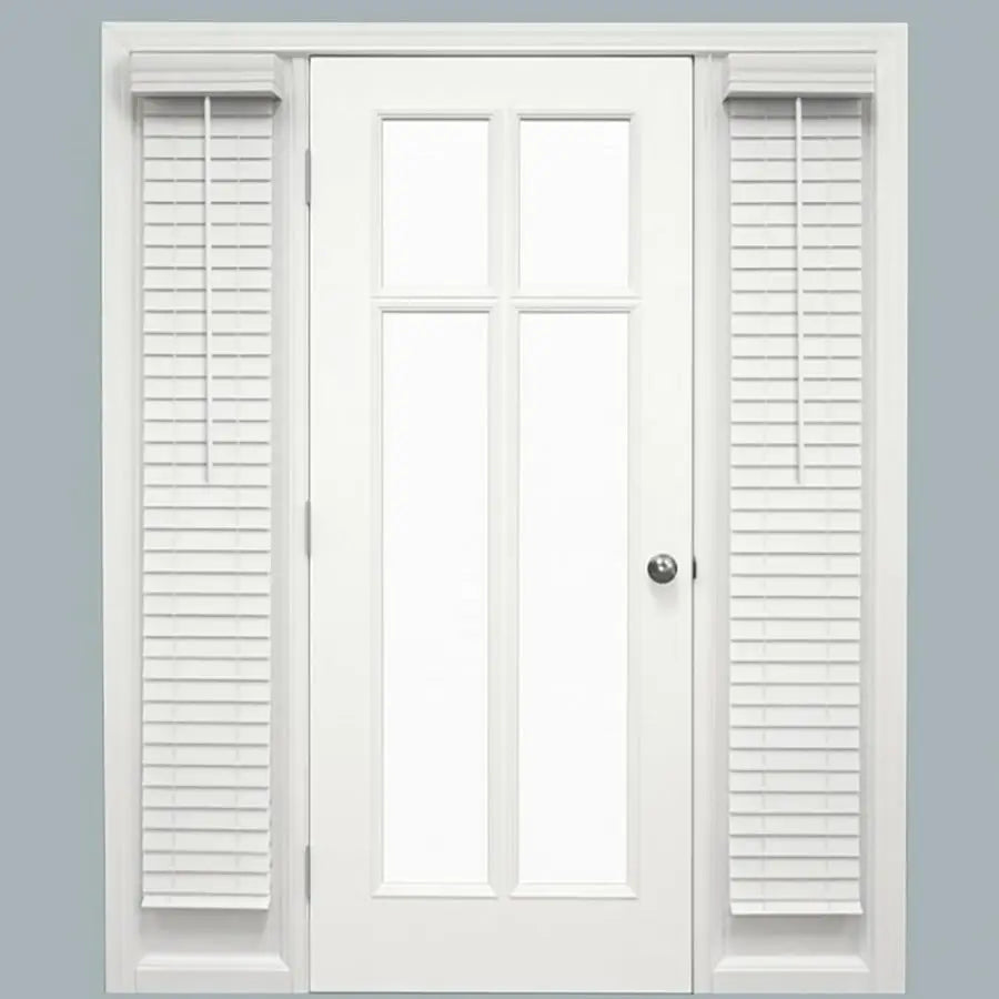 Pack 2 in Cordless Sidelight Blinds 8.5 x 72 in Horizontal White Faux Wood Front Door Window Blind Plantation Adjustable Tilt Wa