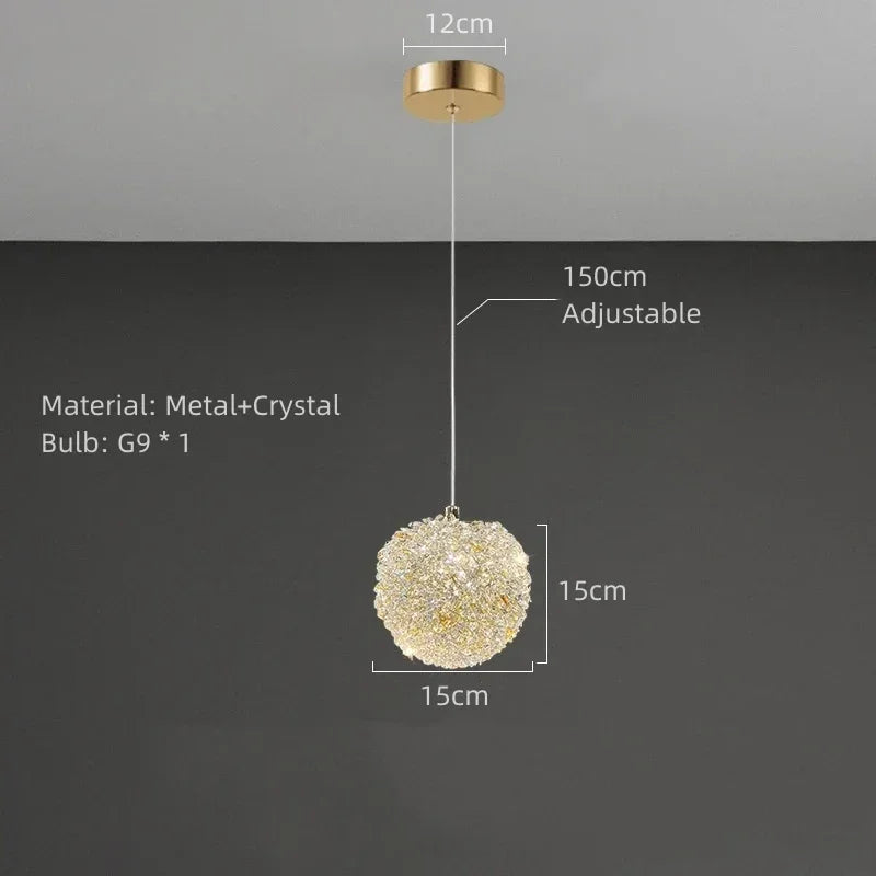 2024 New Luxury Bedside Crystal Chandelier High-end Warm Romantic Living Room Bedroom Aisle Ceiling Lamp Art Decor Light Fixture
