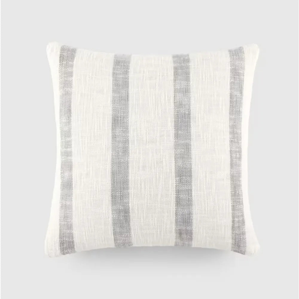 Yarn-Dyed Cotton Decor 20 in. x 20 in. Throw Pillow; The removable cover, equipped with a hidden zipper closure