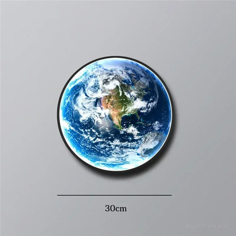 Nordic Designer Earth Mural LED Wall Lamps Living Room Bedroom Study Corridor Light Modern Courtyard Planet Art Decor Lighting