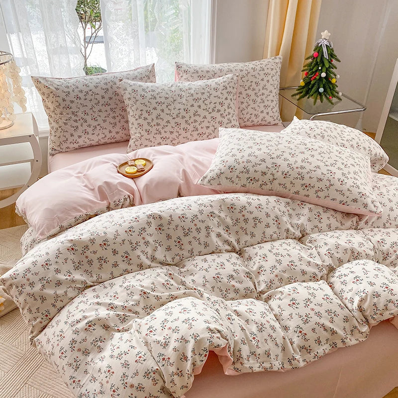 3-piece  Knitted And Washed Double-layer Yarn Set  Including One Quilt Cover And A Pair Of Pillowcases