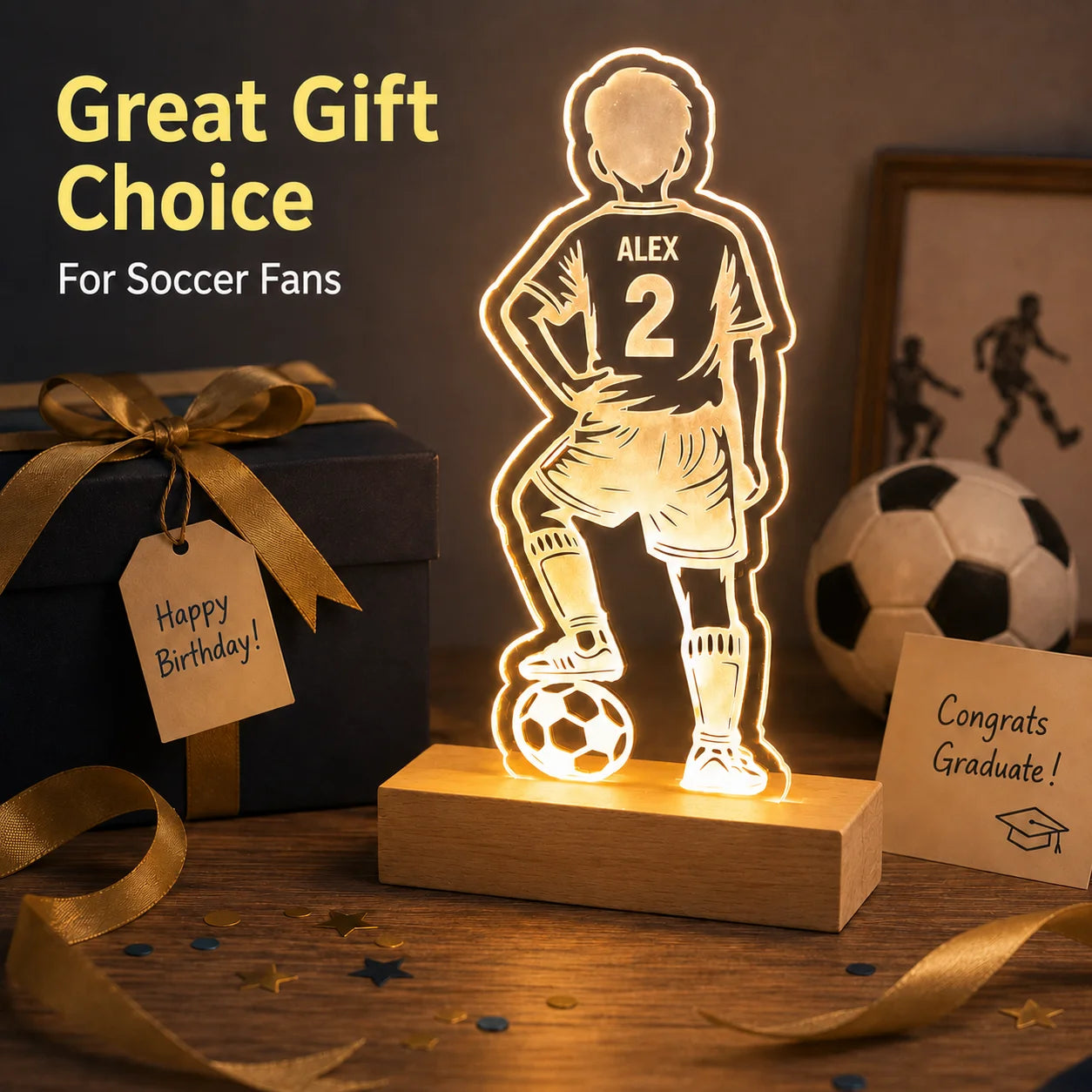 Personalized Football Acrylic Night Light Custom Name Number Jersey Sign Sports Fan Gift for Coach Player Bedroom Decor