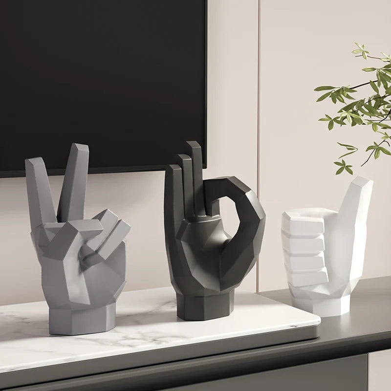 Modern Abstract Gesture Art Decor,Thumbs Up/Yeah/Ok Model For Home/Living Room/Bookcase/Wine Cabinet/Office/Desktop Decoration