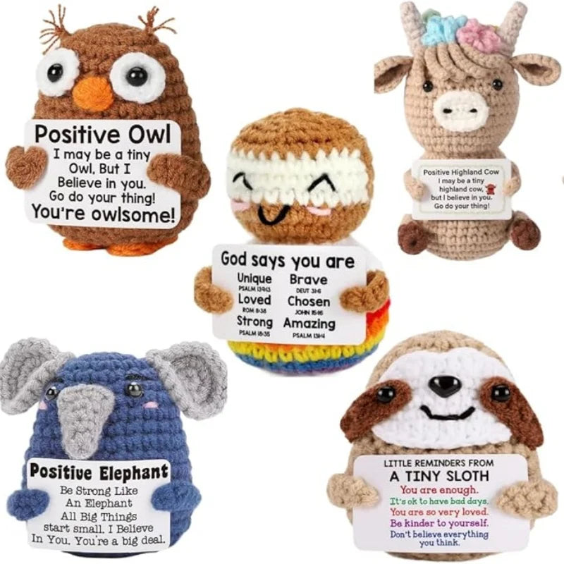 Positive Crochet Animals Christmas Birthday Gifts for Women Men Emotional Mom Dad Daughter Sister Friend Desk Home Fall Decor