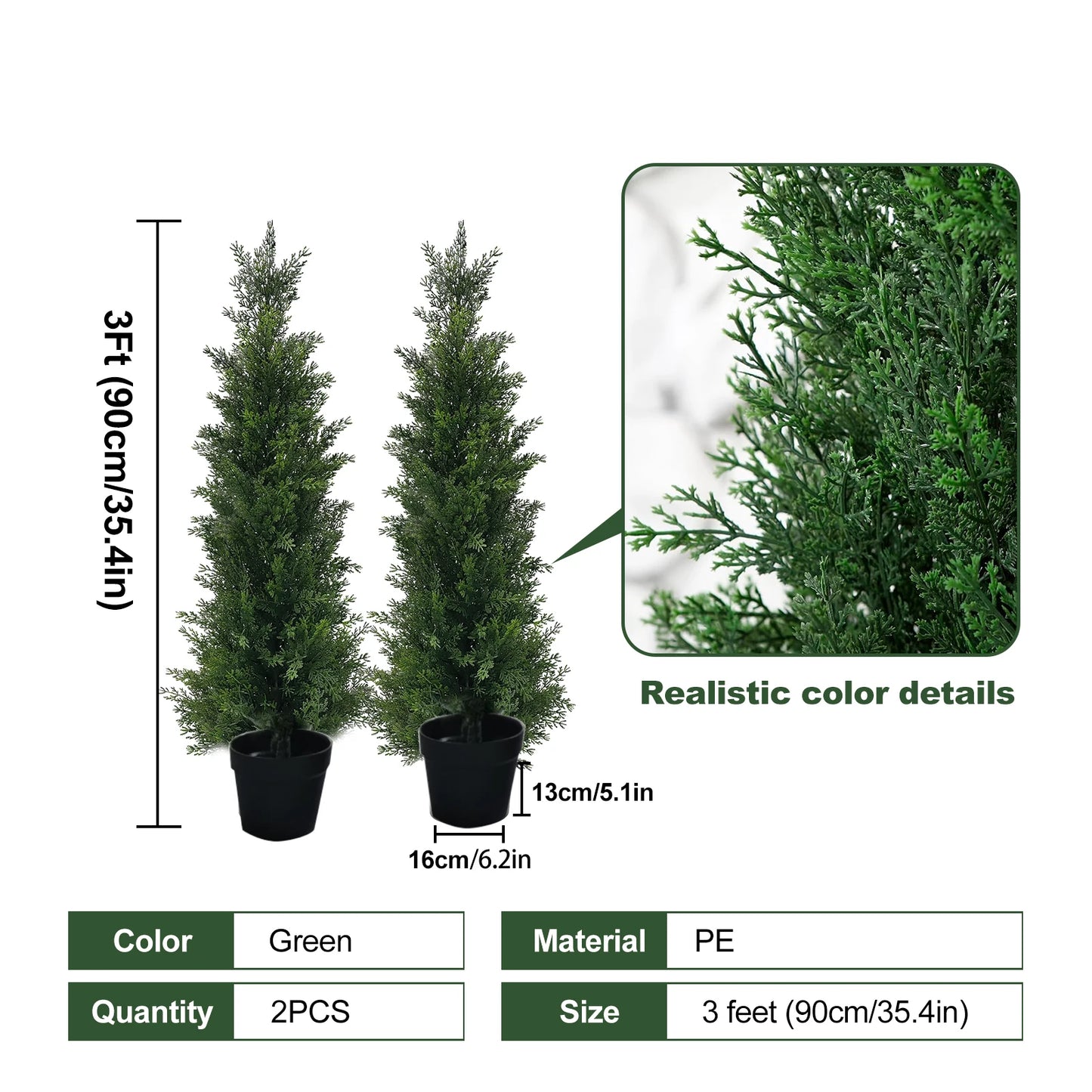 Guangdong CN Outdoor Artificial Cedar Tree 2-Pack UV Protected Evergreen