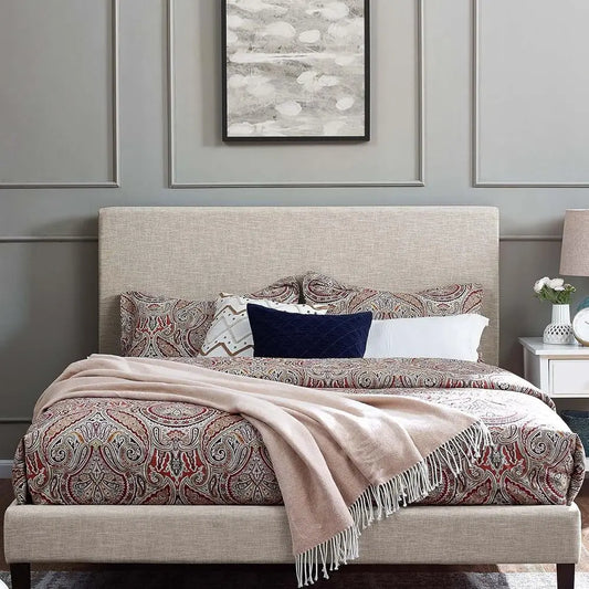 Beige Linen Fabric King & California King Headboard