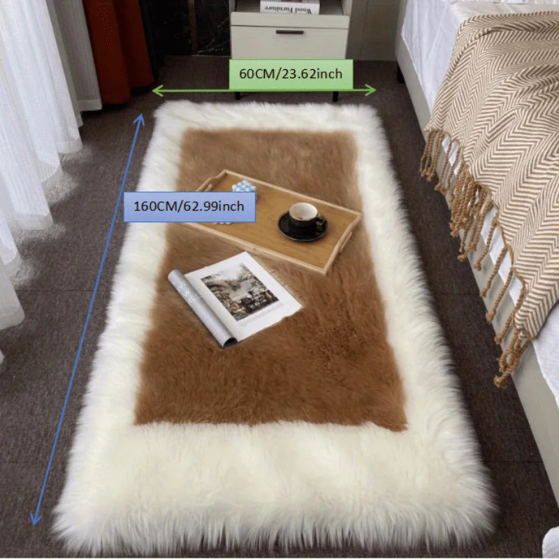 NONECN Soft Fluffy Sheepskin Rug Non Slip Machine Washable