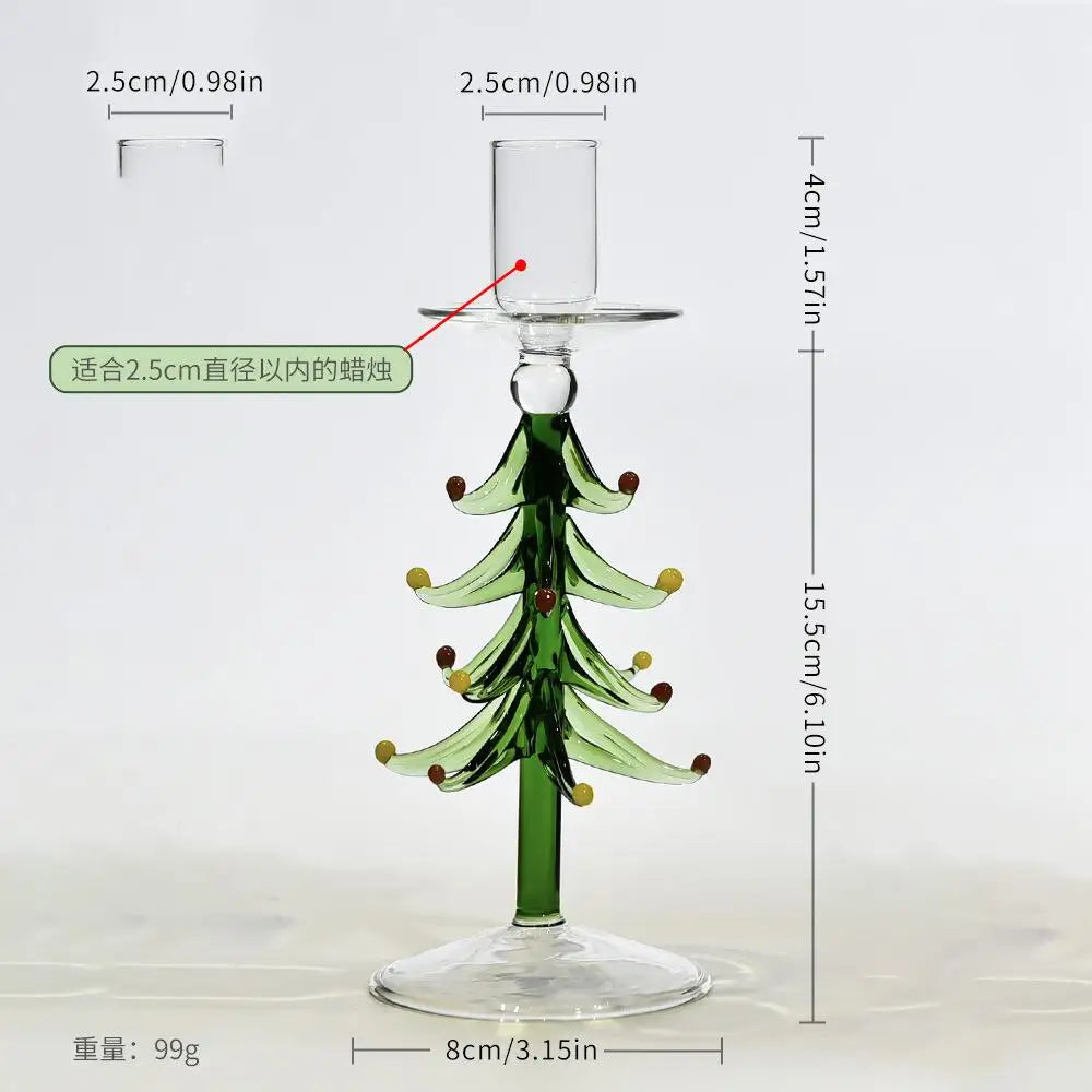 Nordic Christmas Trees Candle Stick Holder Tabletop Glass Borosilicate Candle Holders for Party Birthday Home Decor