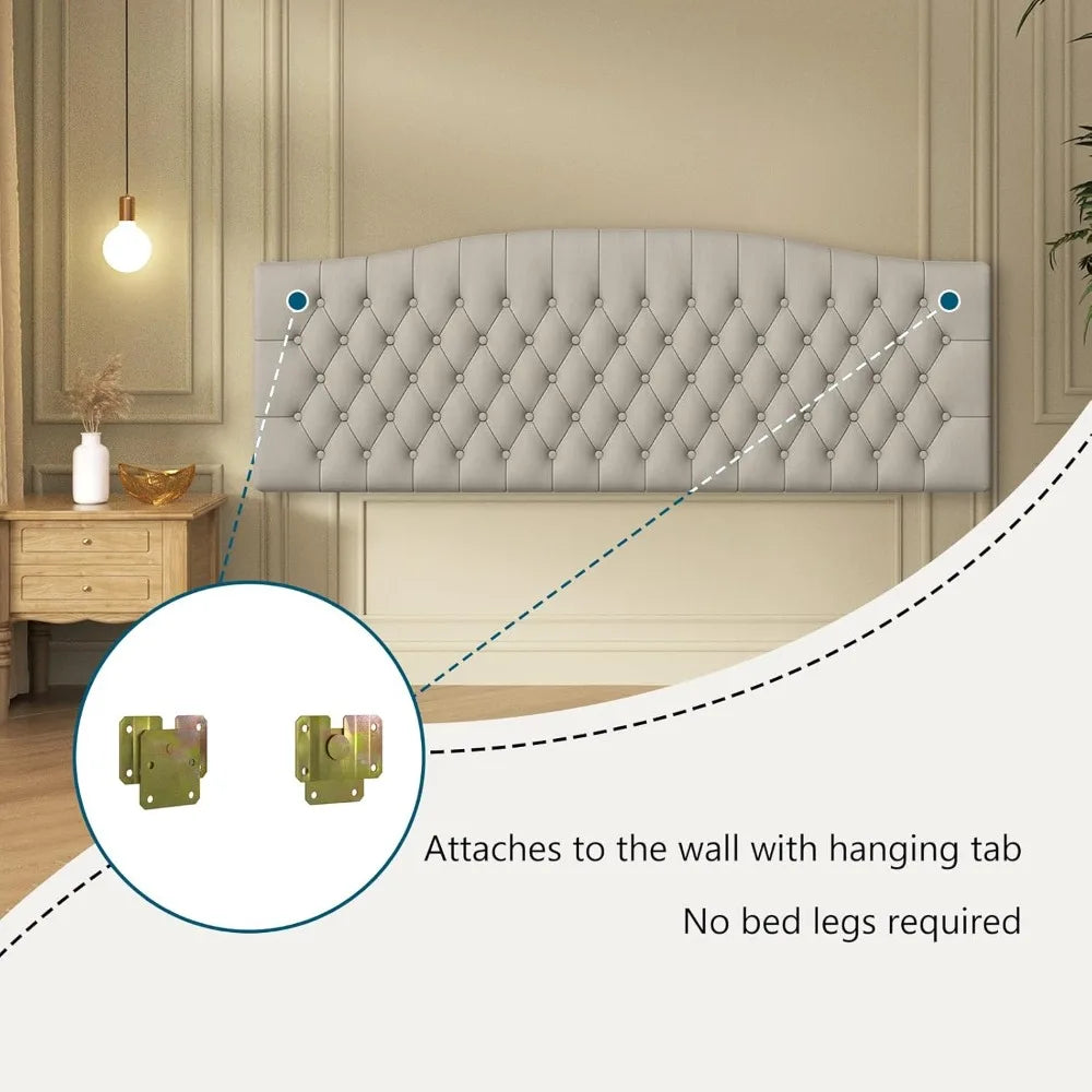 Velvet Headboard Wall Or Bed Frame Mounting And Foam Padding