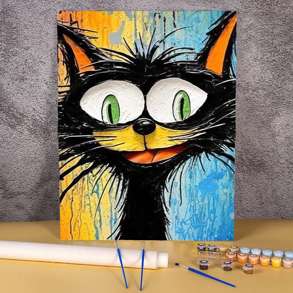 Cartoon Cat Oil Pictures By Numbers Abstract Paintings On Canvas Animal Acrylic Paint By Number For Home Wall Art Decor