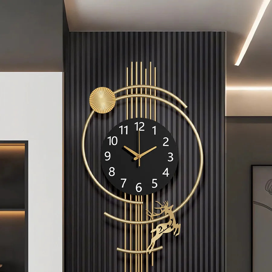 Luxury Modern Minimalist Wall Clock Living Room Large Creative Metal Silent Creative Round Kitchen Dining Room Wall Art Decor