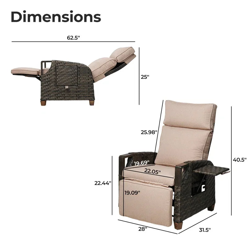 Grand Patio Outdoor Recliner With Adjustable Back Support