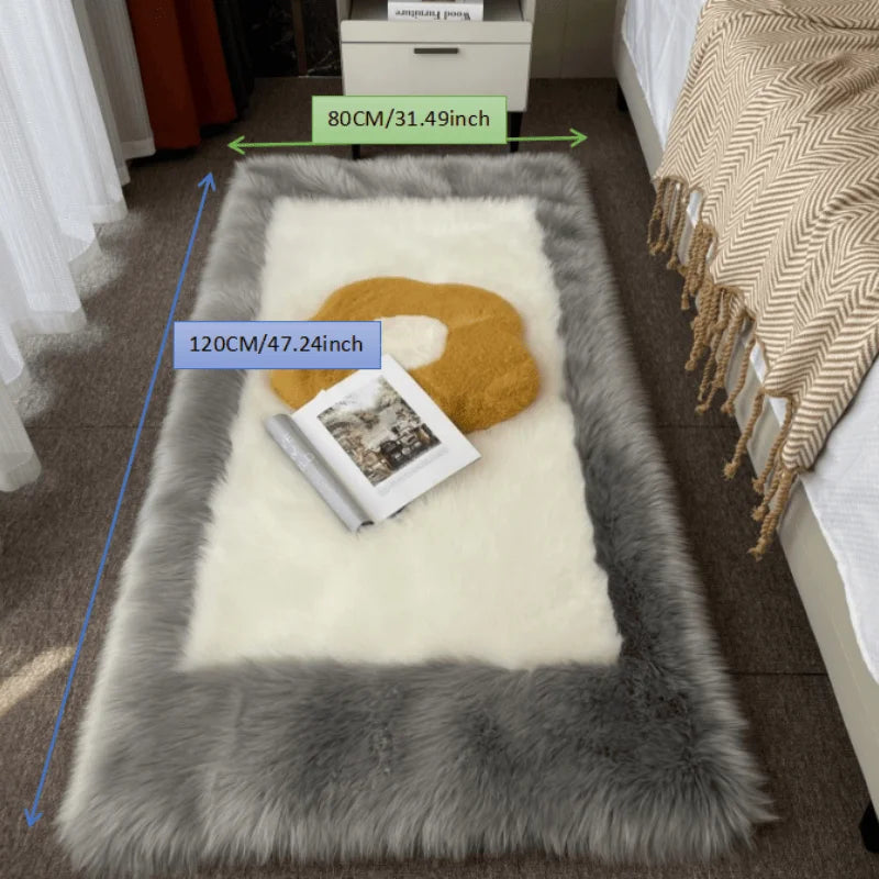 NONECN Soft Fluffy Sheepskin Rug Non Slip Machine Washable