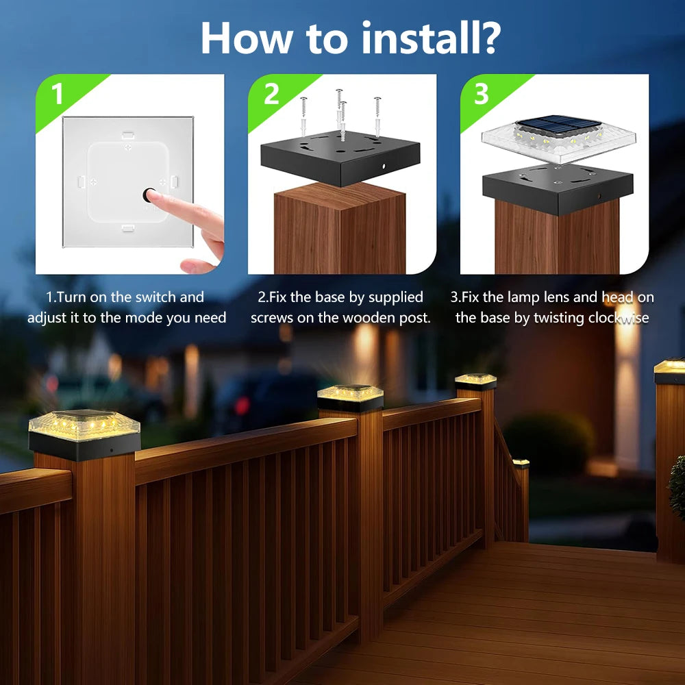 Newstyle Solar Post Cap Lights Outdoor LED Post Light IP65 Waterproof