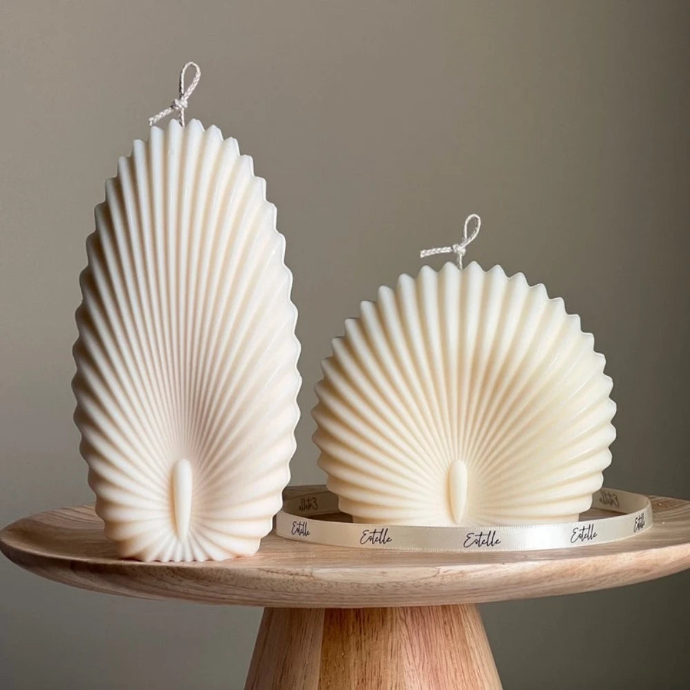 1-2Pcs/set 3D Sea Shell Candle Silicone Mold Relief Stripe Clam Shell Mould for Gypsum DIY Ellipse Ceramics Gifts Home Art Decor