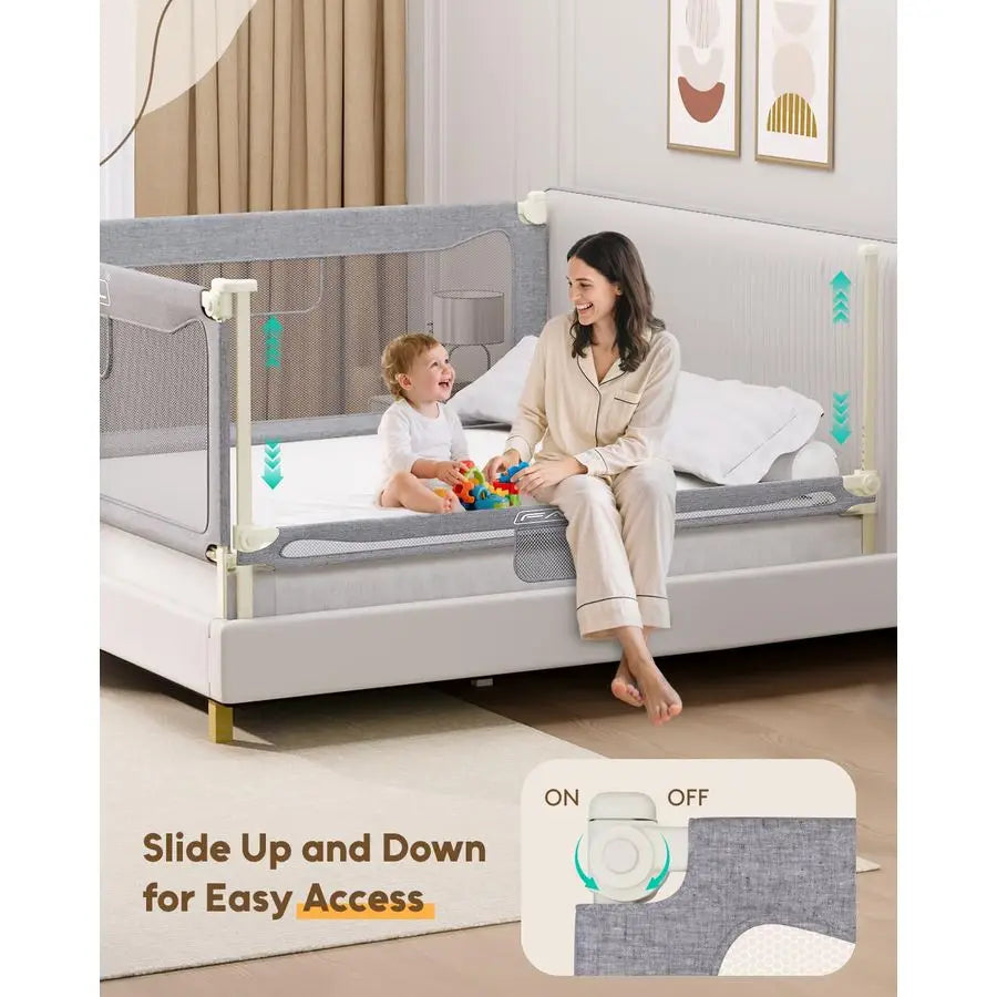 Bed Rail for Toddlers, Foldable Toddler Bed Rails Suitable for Queen King Full Twin Size, Grey, 39, 1 Side