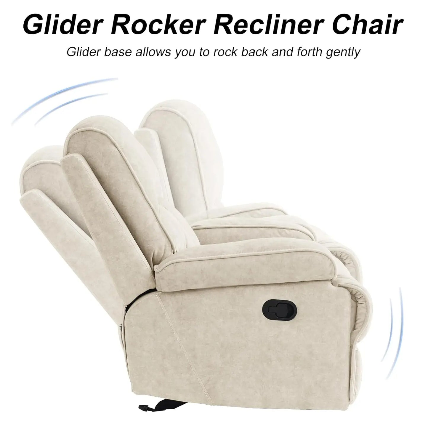 Manual Rocker Recliner Chair for Adults, High Back Glider with Deep Seat, Upholstered Fabric Armchair, Customized