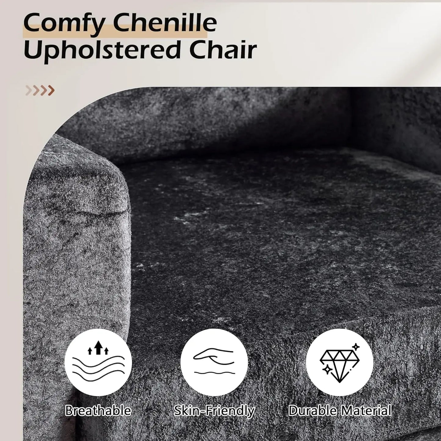 Oversized Chenille Accent Chair, Comfy Armchair for Living Room, Mid-Century Upholstered Reading Single Sofa Chair, Customized