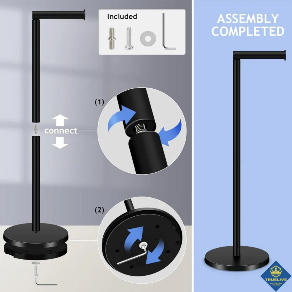 Paper Towel Holder Bathroom Stainless Steel Floor Mounted Toilet Paper Holder Single Pole Kitchen Floor Shelf Bathroom Fixtures