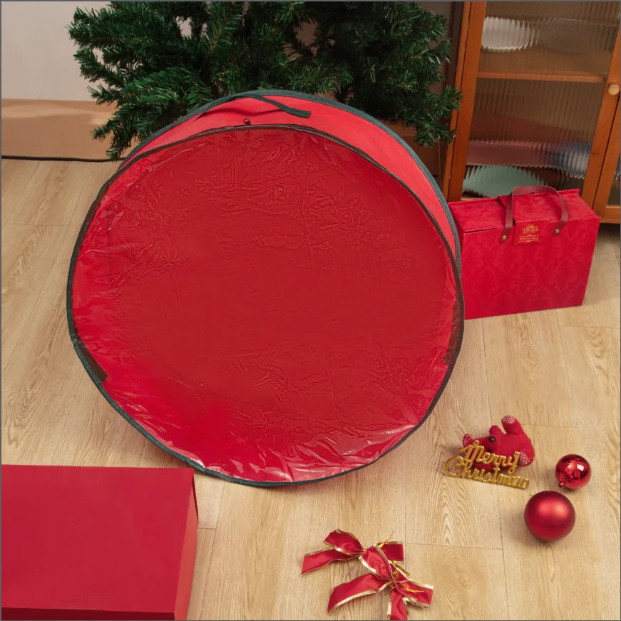 Christmas Wreath Storage Bag 24''/30" ,Garland Wreaths Container with Clear Window for Easy Holiday Storage,Thickened non-woven