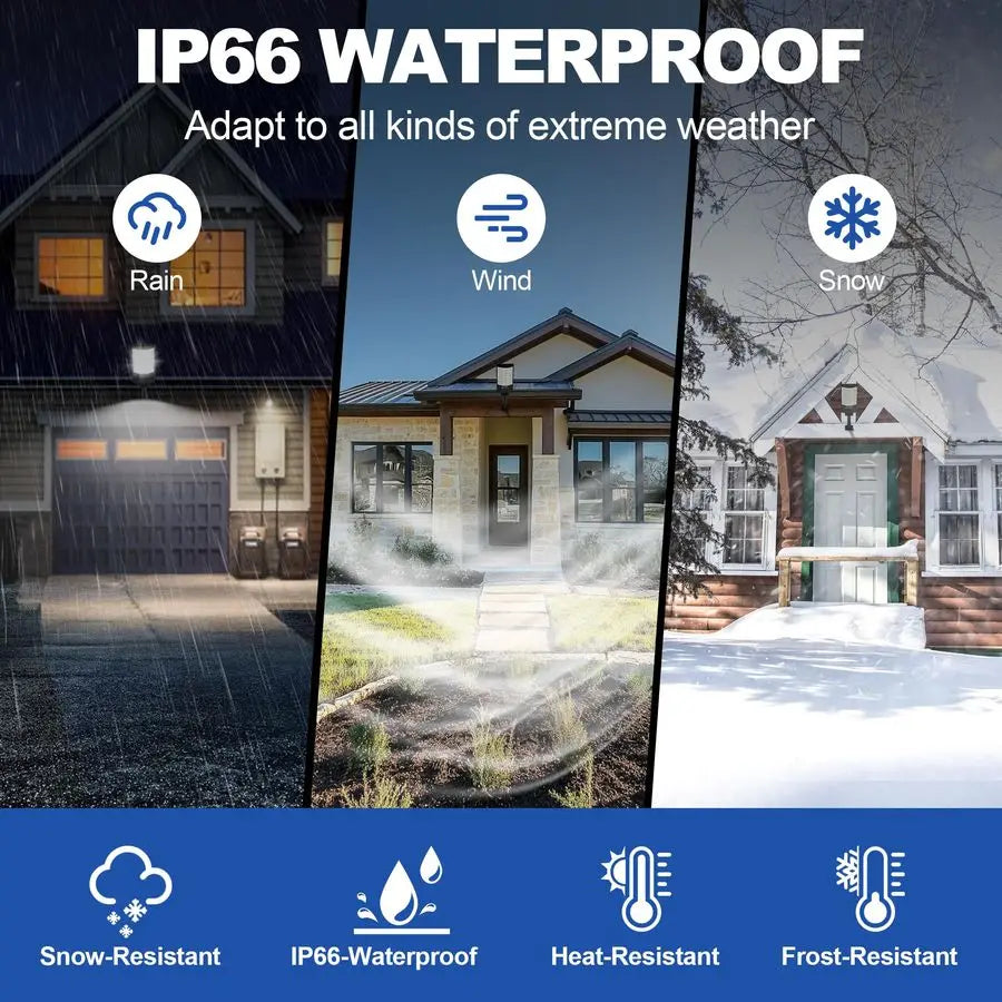 Street Lights Outdoor, Waterproof Motion Sensor Solar Lights with Remote Control, 6500K Dusk to Dawn Parking Lot Flood Light for